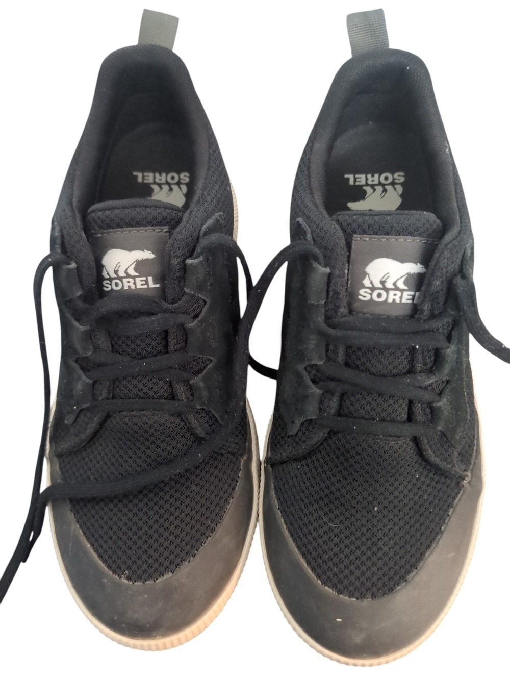 Sorel Out N About III Low Sneakers Black Mesh Gum Sole Women's 7.5 Gorpcore